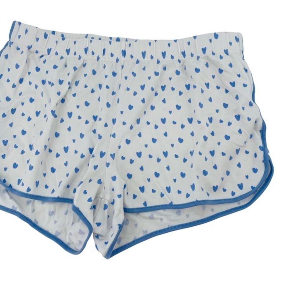 LAKE Pajamas Pajama Shorts Womens Medium White Blue Heart Print Pima Cotton